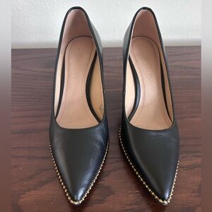 Coach Black Leather Women's Heels with Gold Accents
